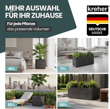 Плантатор Kreher XL Millennium: кашпо для квітів з каменю, різні розміри та кольори (коричневий, бежевий, антрацитовий, сірий). З міцного пластику.