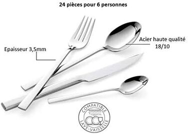 Набір столових приборів Lagostina Giada з нержавіючої сталі 18/10, 24 частини, для 6 осіб