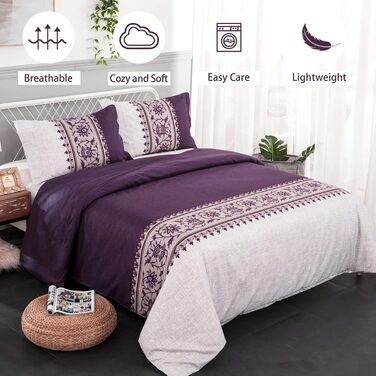 Комплект постільної білизни WONGS BEDDING 135x200 см, 2 шт. и, мікрофібра, фіолетова, на блискавці