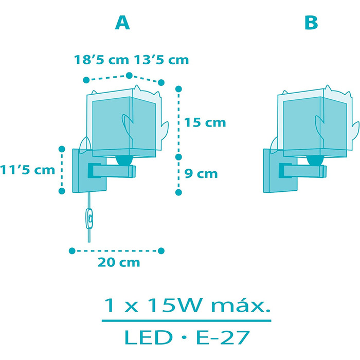 Дитячий настінний світильник - лампа Dalber, дитяча настінна лампа, маленька сова, Сова, тварини, світильник для дитячої кімнати, абажур, Бірюзовий