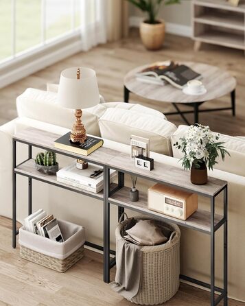 Консоль VASAGLE - вузький столик для вітальні/коридору з 2 ящиками, 20 x 100 x 80 см, сіро-чорний, LNT131B22