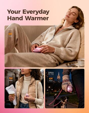 Електричні грілки для рук OCOOPA 2 шт. - стильні, рожеві, з магнітом, перезаряджаються, для жінок, Raynaud, піші прогулянки, кемпінг, подарунок