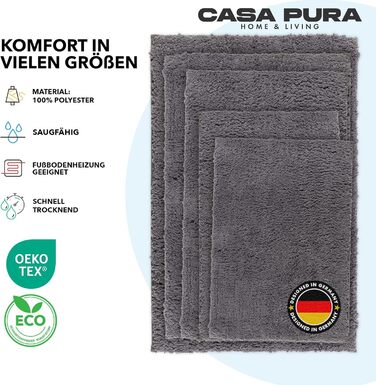 Килимок для ванної кімнати Casa Pura Sky Soft 80x150 см сірий, м'який, пухнастий, з антиковзким покриттям, для душу, легко миється