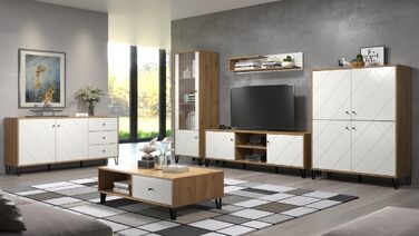 Тумба Trendteam Smart Living Touch з масиву дуба Artisan/білий колір - комод з 2 дверцятами та 4 відділеннями (110x37x60 см)