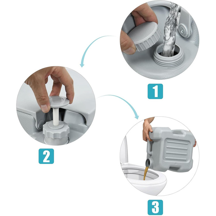 Туалет для кемпінгу DREAMADE 20L з баками для брудної та чистої води, мобільний туалет для дому, кемпінгу, трекінгу, до 200 кг, з промиванням