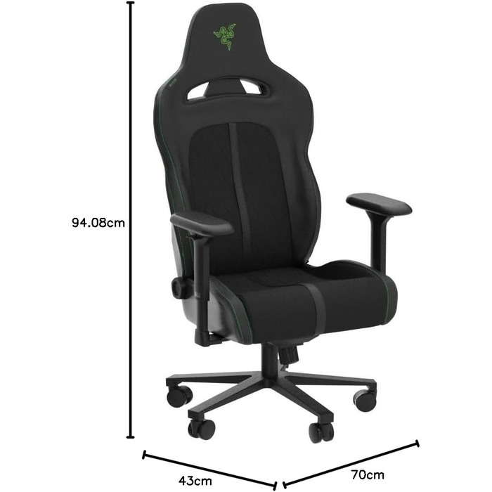Ігровий крісло Razer Enki Pro - зелений, з підтримкою попереку, регульоване спинка до 152°
