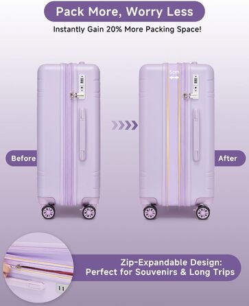 Набір валіз Sea Choice 3 шт. з жорстким корпусом, розширюваний, з TSA замком (фіолетовий)
