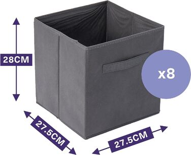 Складний органайзер для одягу, взуття, іграшок, рушників, дитячої кімнати - Стабільний і практичний, 8 Foldable Cube Storage Boxes (28x28x28cm) -