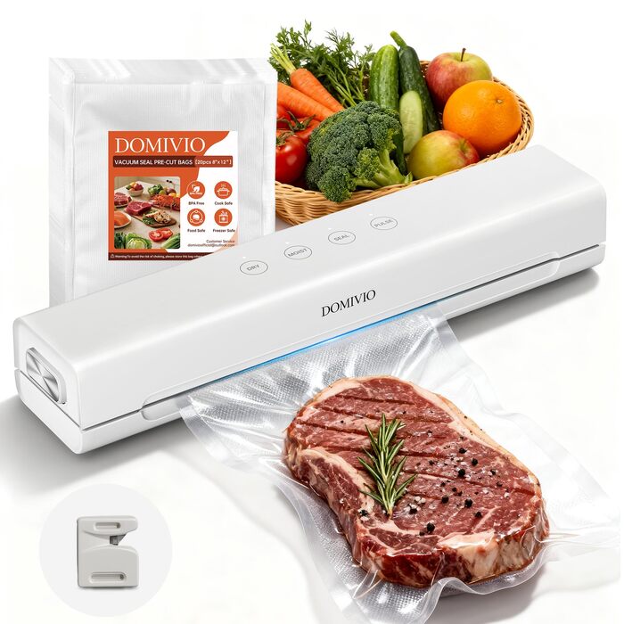 Вакууматор для продуктів з нержавіючої сталі Entry Vacuum Sealer VS2122, 85 кПа, для сухих та вологих продуктів, LED-панель, з зовнішнім відсмоктуванням та 20 пакетами