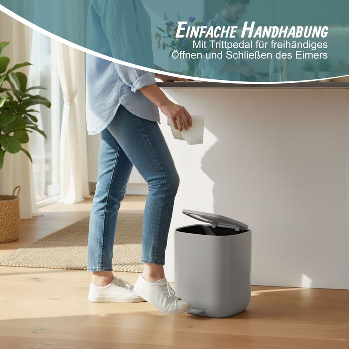 Відро для сміття Relaxdays 5 л з м'яким закриттям