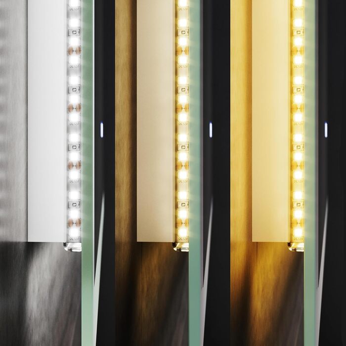 Дзеркало для ванної кімнати SONNI з підсвічуванням 80x60 см, антизапар, LED, сенсорний вимикач, колір світла: холодний/нейтральний/теплий