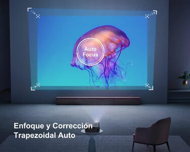 4K проєктор LED Beaer WiiUS 1100 ANSI з автофокусом, корекцією трапеції 6D, підтримкою Netflix, Dolby Audio, Wi-Fi 6, Bluetooth, Full HD 1080P для Android/iPhone (чорний)