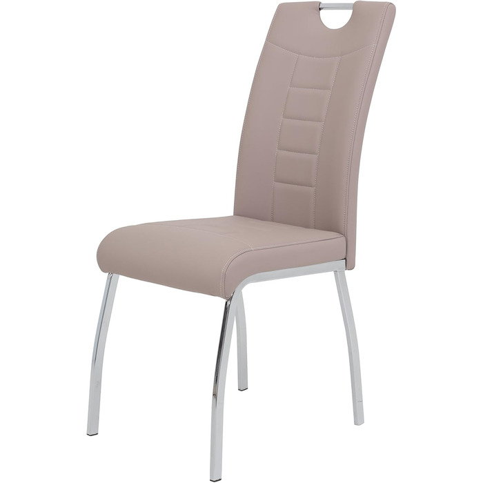Набір з 4-х стільців для їдальні Hela Tische Andrea, штучна шкіра Cappuccino, хромоване металеве підстав'я, 100x43x64 см