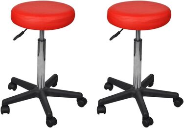 Стілець на коліщатках VidaXL, робочий стілець, обертовий стілець, косметичний Стілець, офісний стілець (2 шт., червоний)
