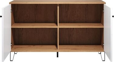 Тумба Trendteam Smart Living Touch Artisan Eiche/Weiß з 2 дверцятами та 4 відділеннями (123 x 76 x 40 см) - житловий шафчик з металевими ніжками