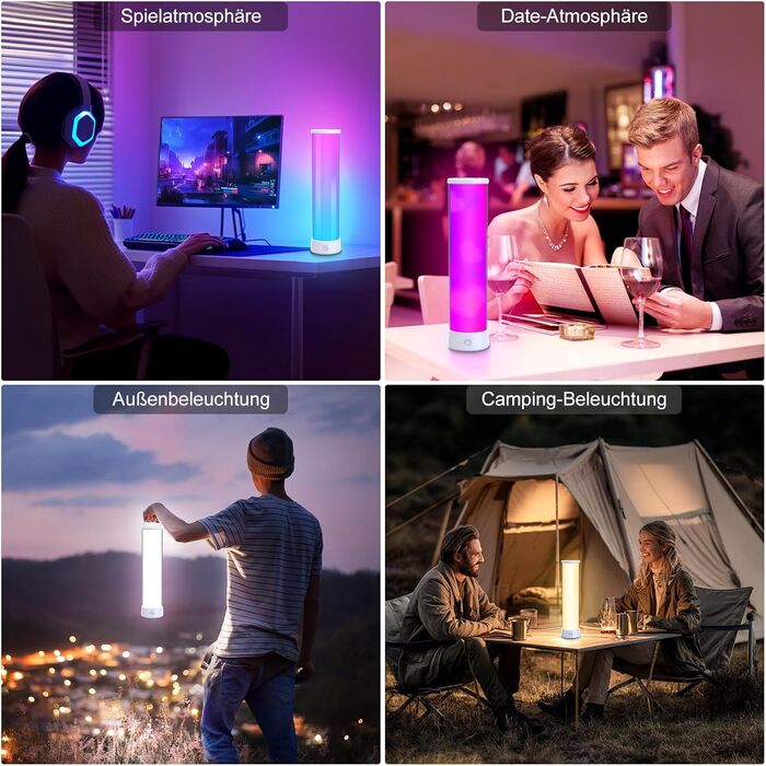 LED-лампа на тумбочку бездротова з пультом/APP, регулювання яскравості, RGBICWW, 2700-6500K, для спальні, вітальні, кемпінгу