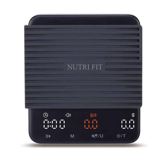 Ваги для кави NUTRI FIT Mini з таймером, USB-C, LED-дисплеєм, 2 кг/0,1 г, чорний
