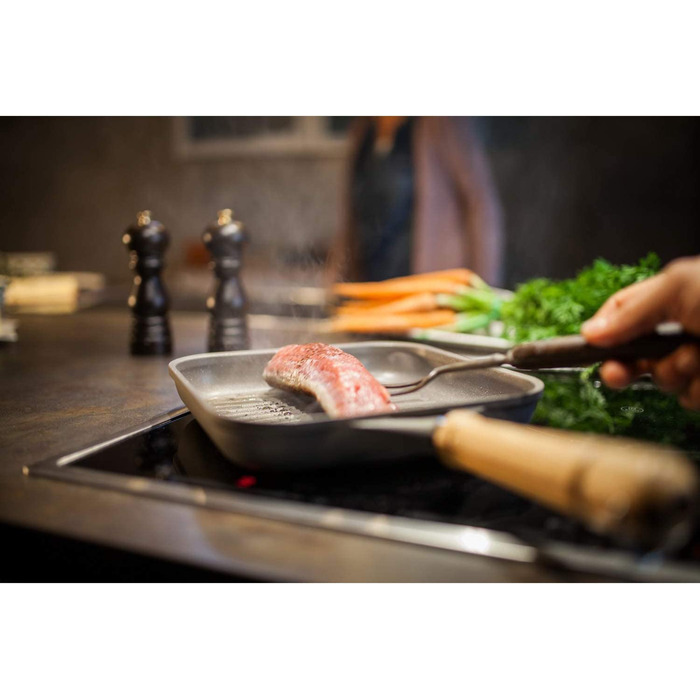 Сковорода-гриль Berndes BONANZA 28x28 см, алюмінієвий лиття, антипригарне покриття, квадратна, сіра