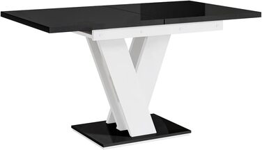 Обідній стіл Meble Line розсувний, сучасний дизайн, 120-160x80x75 см, чорний/білий глянцевий МДФ