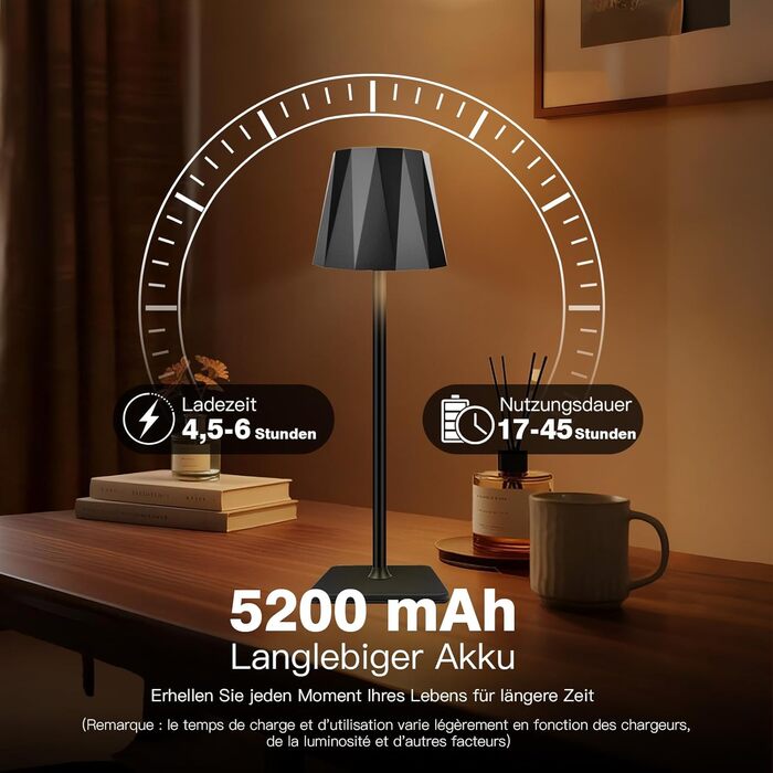 LED настільна лампа ELZO 2 шт., акумулятор 5200mAh, USB-C, регулювання висоти, 3 режими, IP54, вологостійка