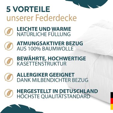 Пухова ковдра 155x220 см - тепла зимова ковдра з пухом та пером, сертифікат Ökotex