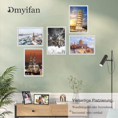 Набір фоторамок 5er Bilderrahmen DIN A4 (13x18 см) білий - рамки для фото, портретів, для дому та офісу з плексигласом, для встановлення та підвішування