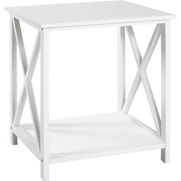 Меблевий журнальний столик, МДФ, білий, Ш 30 x Г 30 x В 50 см (40 x 40 x 45 см)