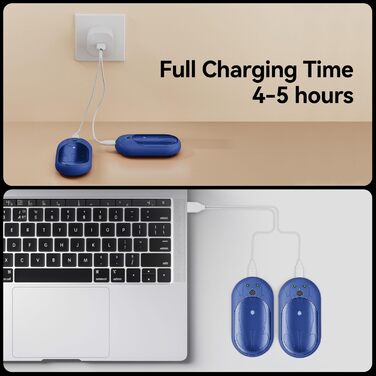 Електричні грілки для рук COTOP, 6000mAh, 2 шт. USB-C, 3 режими нагріву, для жінок, чоловіків, дітей, катання на лижах, піших прогулянок, зелений (блакитний)