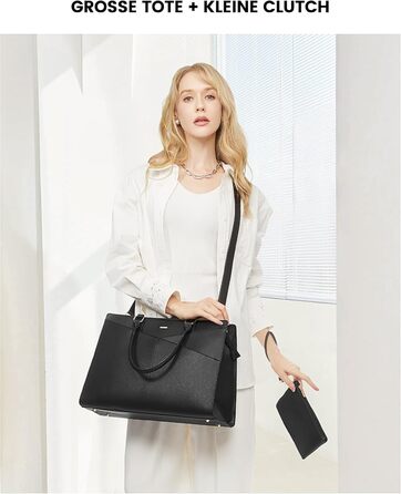 Сумка для ноутбука LOVEVOOK: жіноча сумка-шоппер, велика, для роботи, навчання, офісу, бізнесу, 15.6 дюймів, чорна