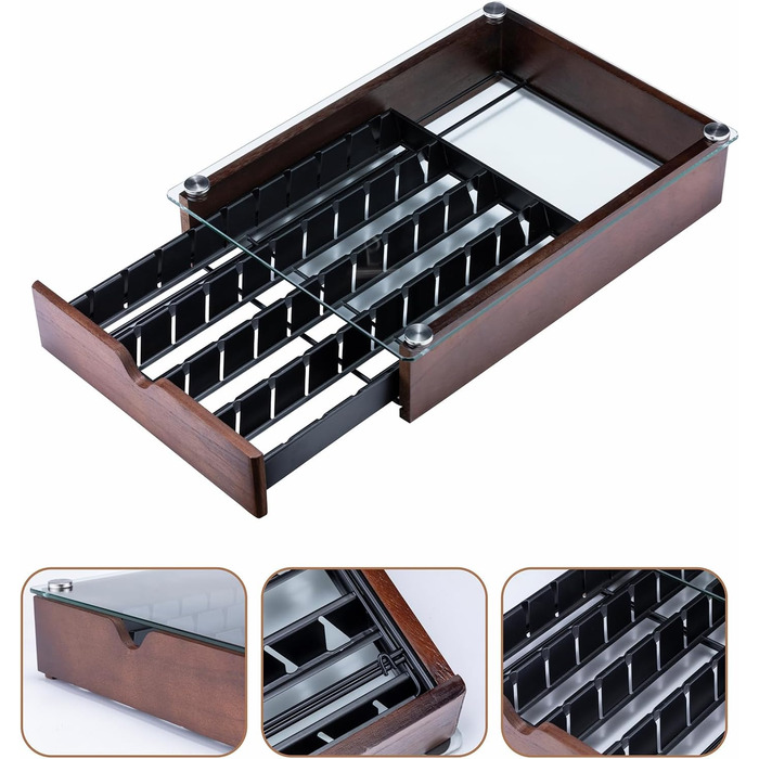 Тримач для капсул Vertuo та Nespresso, ящик з прозорим склом, органайзер для капсул (40 шт.), чорний