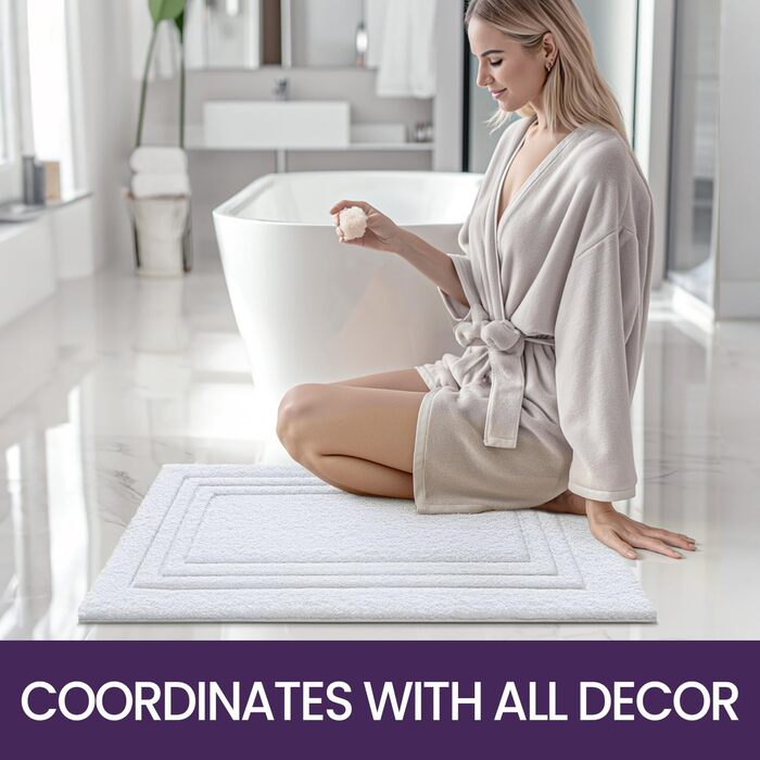 Килимок для ванної кімнати DEXI, м'який, нековзний, миючий, 40 x 60 см, білий