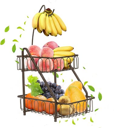 Поверховий кошик для фруктів кошика для фруктів з банановим тримачем (бронзовий), 2-