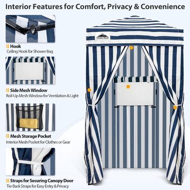 Намет-роздягальня EAGLE PEAK Flex Ultra Compact Pop-Up, 1,2 x 1,2 м, для басейну, фотосесій та кемпінгу (Морська синя/Білий)