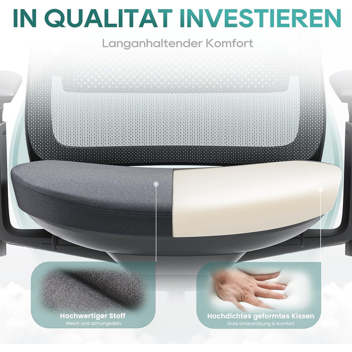 Ергономічне крісло Colamy для офісу, чорне: регульована глибина сидіння, 4D підлокітники, підтримка попереку (до 136 кг)