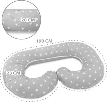 Подушка для вагітних та годуючих XXL C-Form 190 см з чохлом (зірочки)