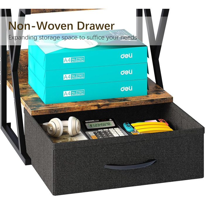 Стійка для принтера з ящиком, коричнева - органайзер для офісу, дому, школи