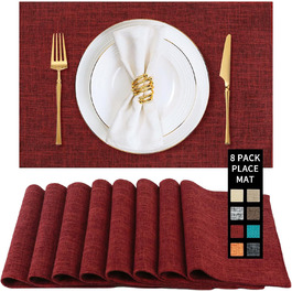 Набори тканинних серветок на стіл, 8 шт, Бордовий колір, Стійкі до високих температур, Легко миються, для кухні