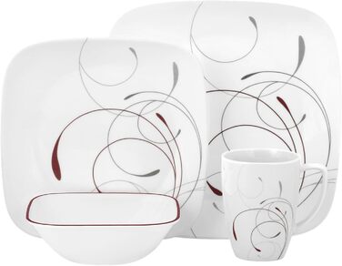 Столовий сервіз Corelle, скло/порцеляна, червоний, 16 предметів