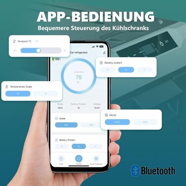 Автохолодильник EUHOMY 35л з Wi-Fi, 12/24V та 220V, портативний компресорний холодильник-морозильник (-20°C~20°C) з колесами та кошиками для подорожей, кемпінгу - чорний