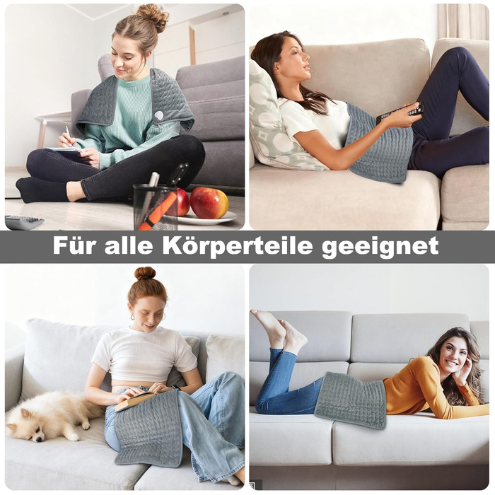 Електричне грілка для тіла 84x43 см з таймером, м'який фланнель для спини, шиї, плечей, сірий