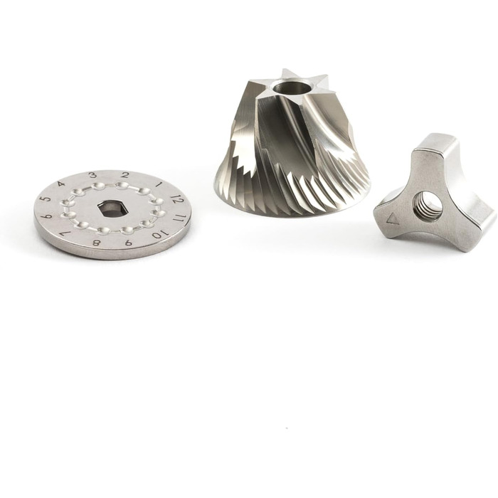 Ручна кавомолка з прецизійним жорновим механізмом з нержавіючої сталі та дерев'яним ручним грифом - для еспресо, з нержавіючої сталі (срібляста матова)