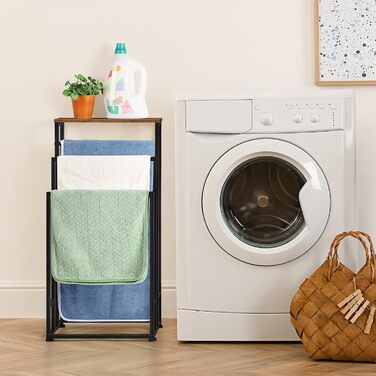 Підставка для рушників Smusei, настільна, 3-ярусна, з полицею з дерева, з нержавіючої сталі, для ванної кімнати та вітальні, 40x30x82 см, чорний (вінтажний коричневий)