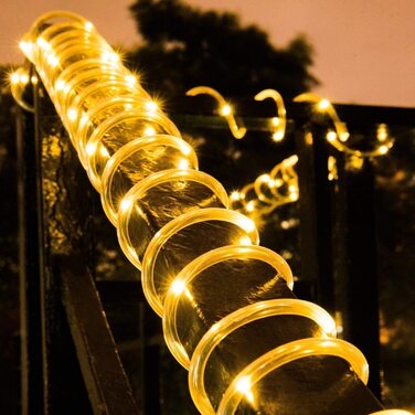Світлодіодний світильник DULEE на сонячній батареї, світлодіодний шнур для зовнішнього освітлення, 10 м, 100 світлодіодних водонепроникних декоративних ліхтарів для саду, теплий білий (Warwhite, 5 м, 50 світлодіодів)