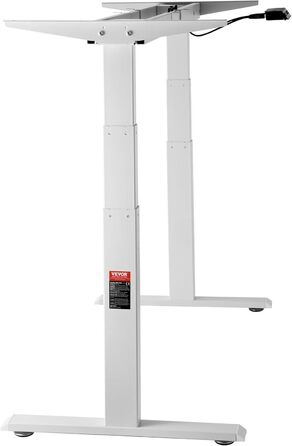 Електричний підйомний стіл-каркас VEVOR з подвійним мотором, регулювання висоти 65-129 см, довжини 110-178 см, ергономічна база для робочого місця, 3 положення (тільки каркас), білий, 110 x 58 x 64 см