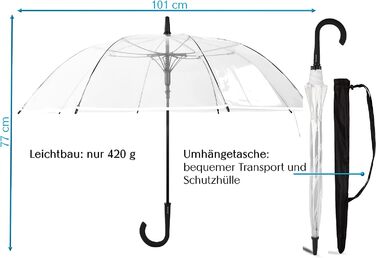 Парасолька зоряна іскра прозорий невеликий Ø101 см легкий прозорий парасольку весільний, прозорий парасольку з автоматичною функцією, парасолька прозорий Ручка тонка, ручка чорна