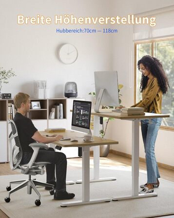 Електричний столик для роботи YIHAYO 140x60 см з регулюванням висоти та функцією пам'яті, білий