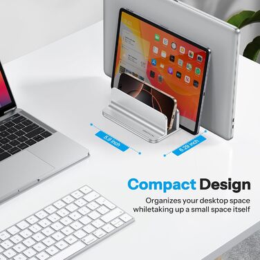 Підставка для ноутбука OMOTON 3 в 1, алюміній, регульована, до 17.3 дюйма, сумісна з MacBook, Android, срібна