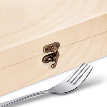 Набір дитячого столового прибору Maverton Kinderbesteck з гравіюванням + дерев'яна коробка з надруком - з тваринами, з нержавіючої сталі, коричневий - подарунок для дівчинки на день народження, хрещення, народження - різдвяні подарунки - ведмедик (мотив)