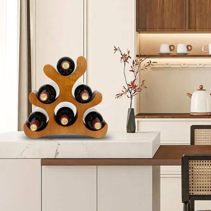 Стелаж для вина на 6 пляшок, підлоговий, для шафи, комори, бару, кухні (коричневий)