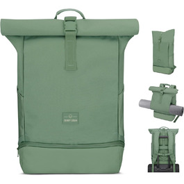 Рюкзак Johnny Urban для жінок і чоловіків - Allen Medium - ролтоп з відділенням для ноутбука для велосипедного бізнесу Uni - 15 л - екологічний - водовідштовхувальний (зелений шавлія)